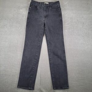 Madewell Curvy Stovepipe Jeans Womens 27 Black Dark Wash High Rise Denim